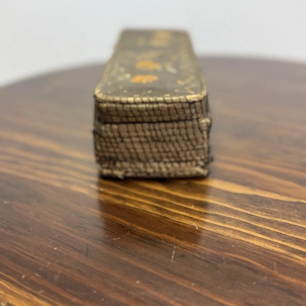 Hand Crafted North American‎ Native Birch Bark Covered Porcupine Quill Basket 9